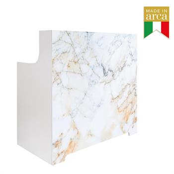 RECEPTION THEA FRONTALE EFFETTO MARMO SALMONE CON CASSETTO